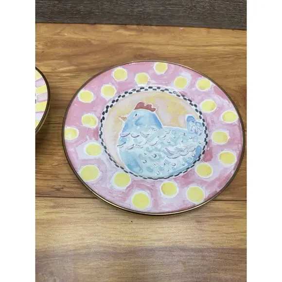 Mackenzie Childs CHICKEN Baby Plate & Bowl Set